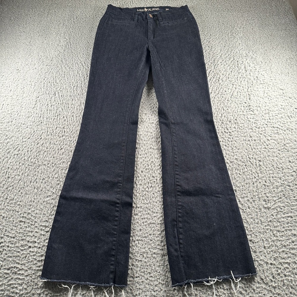 MiH‎ Jeans Marrakesh Jean Womens 26 Mid Rise Kick Flare Raw Indigo Frayed Hem